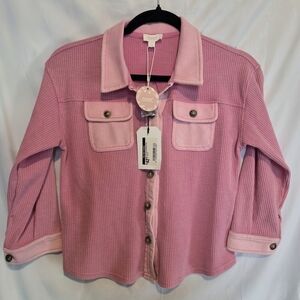 ODDY Pink Textured Button-Up Shirt